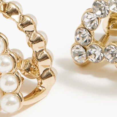 Small pearl and crystal claw clip set-of-two CRYSTAL GOLD factory: small pearl and crystal claw clip set-of-two for women