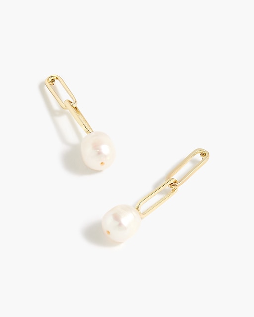 womens Pearl chainlink drop earrings