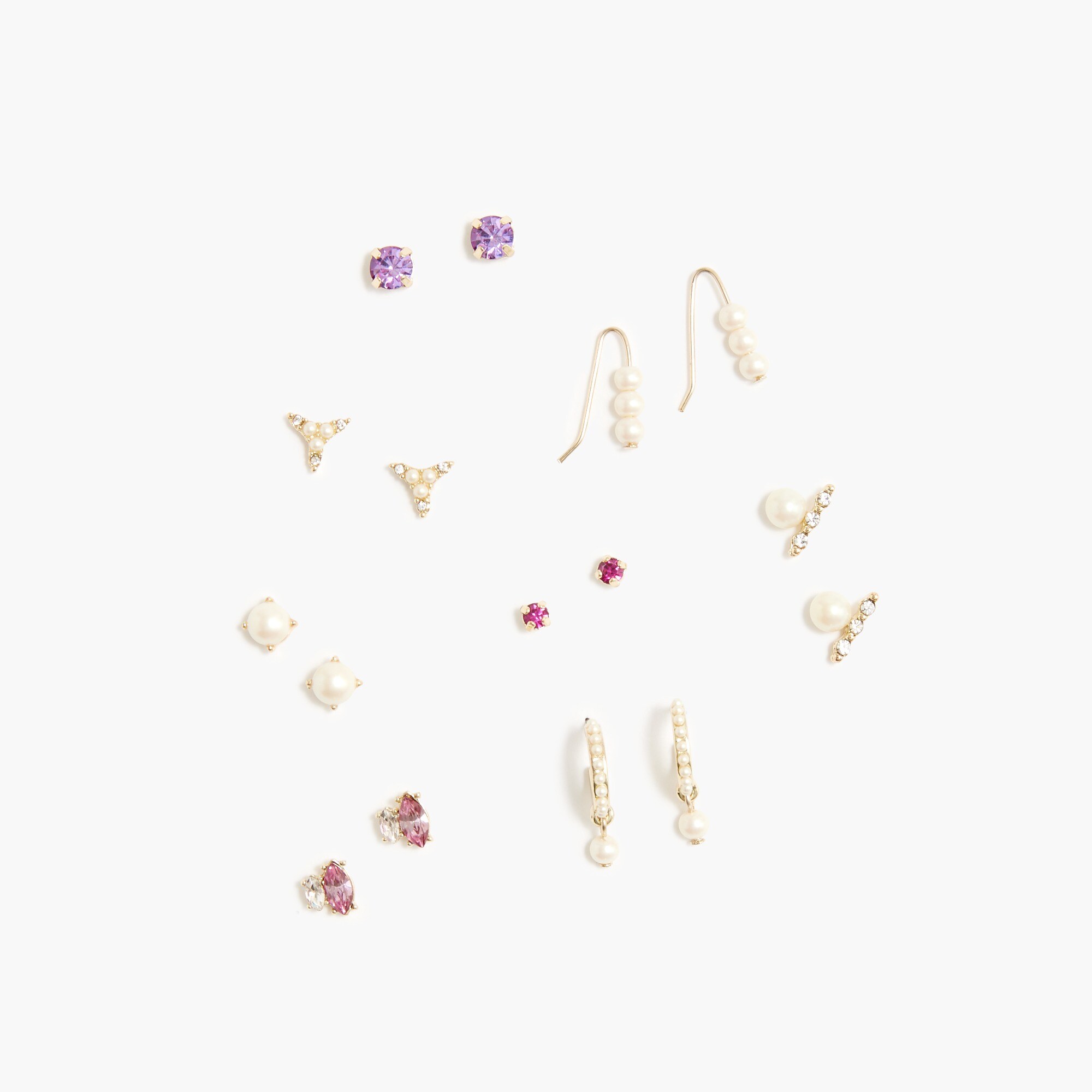 Pearl stud earrings set