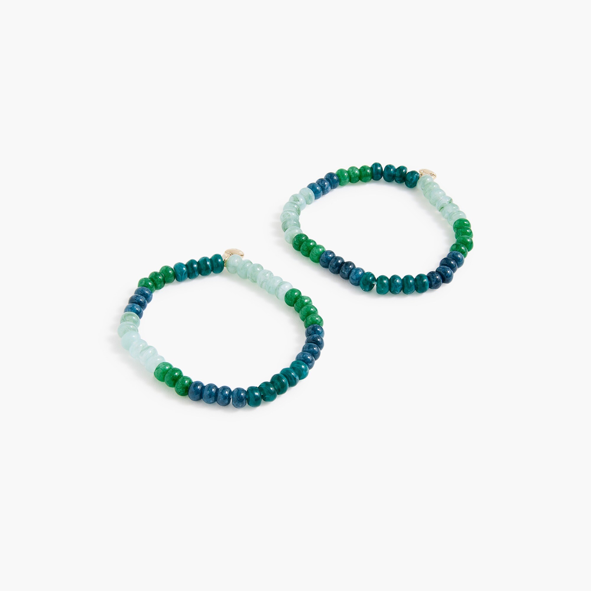 Multicolor stone bead stretch bracelets set-of-two