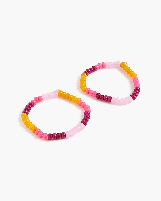  Multicolor stone bead stretch bracelets set-of-two