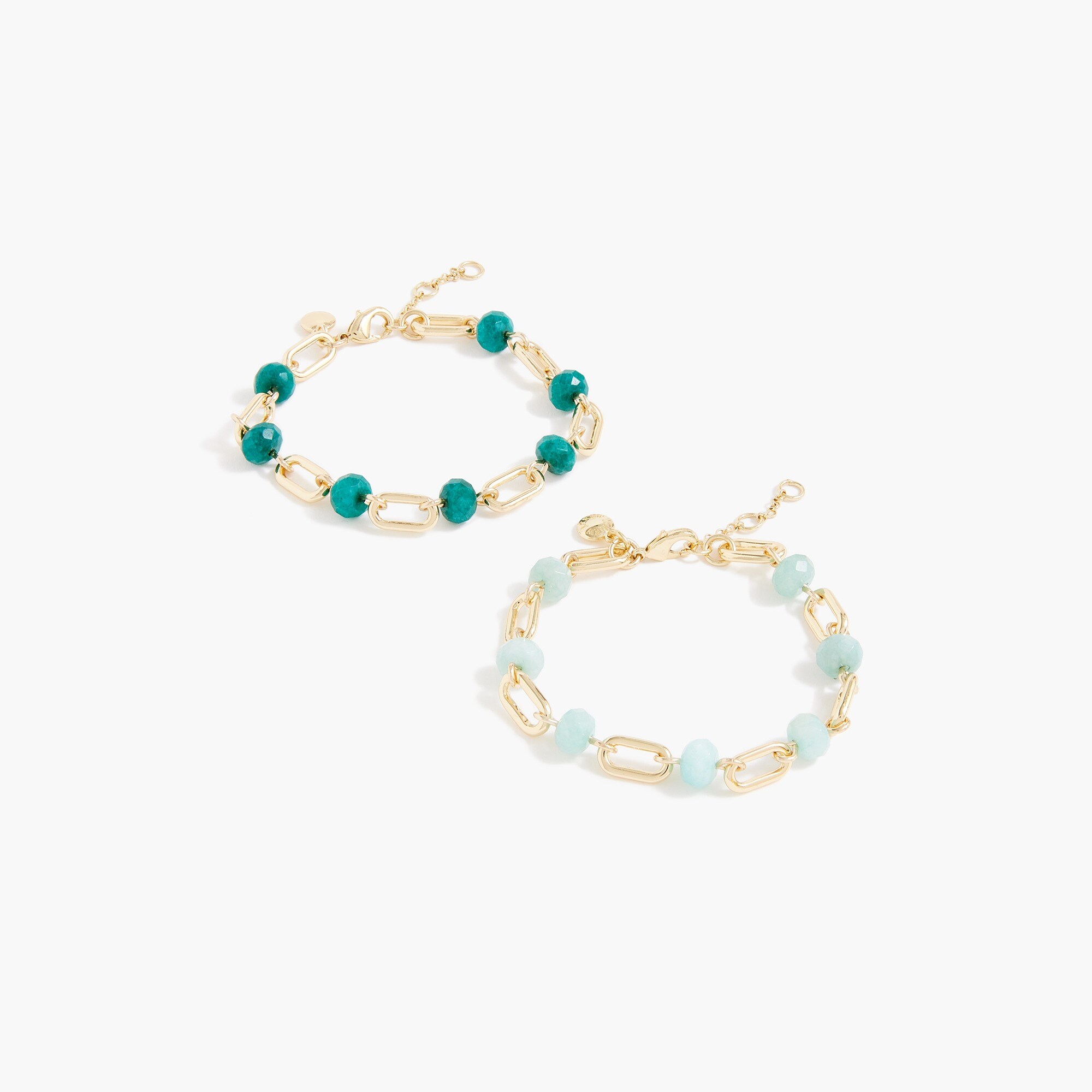 Chain and semiprecious stone bracelets set-of-two