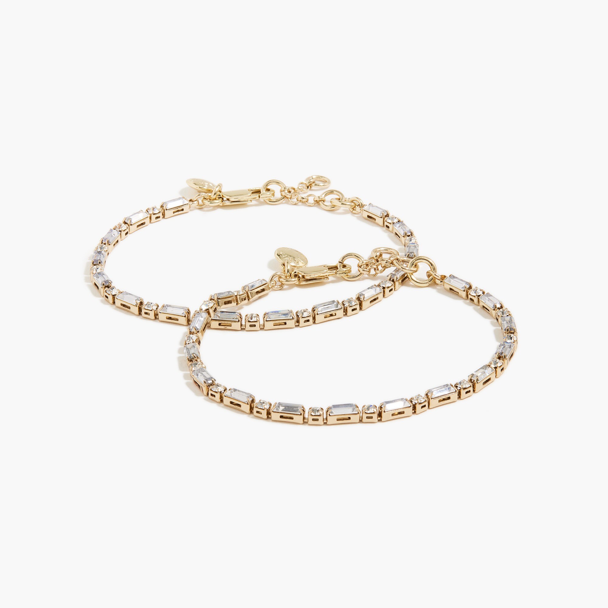 crystal baguette gem bracelets set-of-two for women
