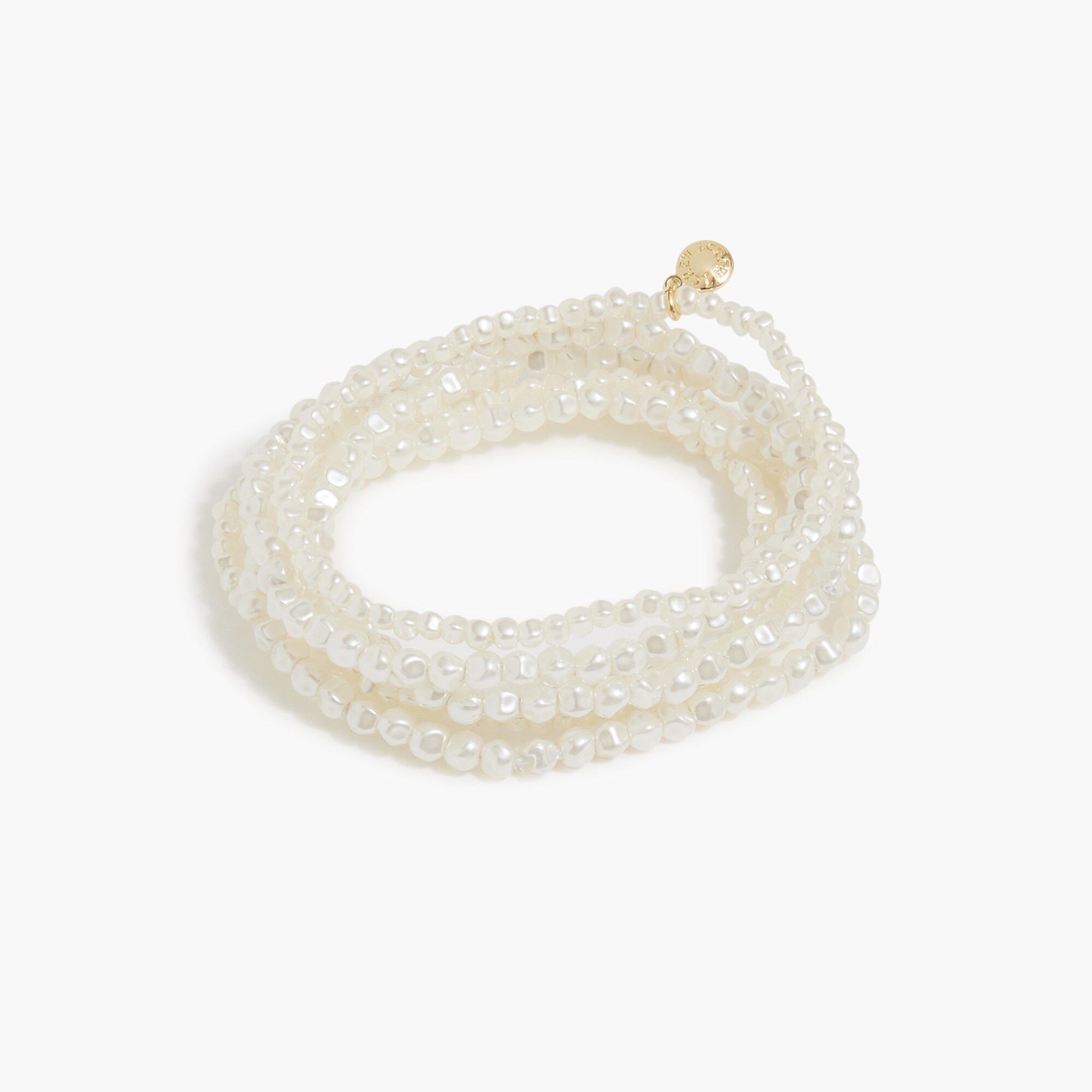factory: tiny pearl-bead stretch bracelets set-of-four for women