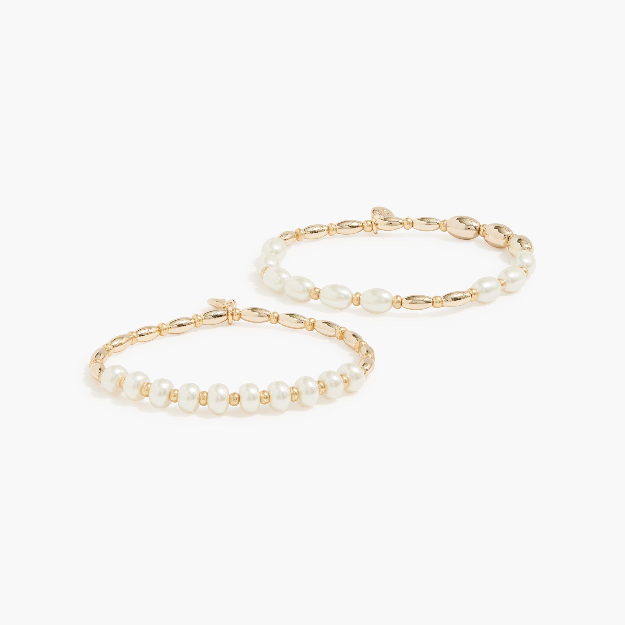 gold and pearl stretch bracelets set-of-two for women