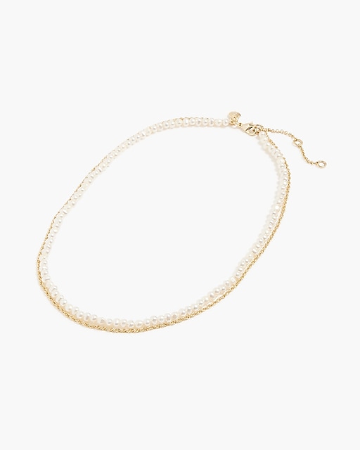 womens Pearl and gold chain necklace
