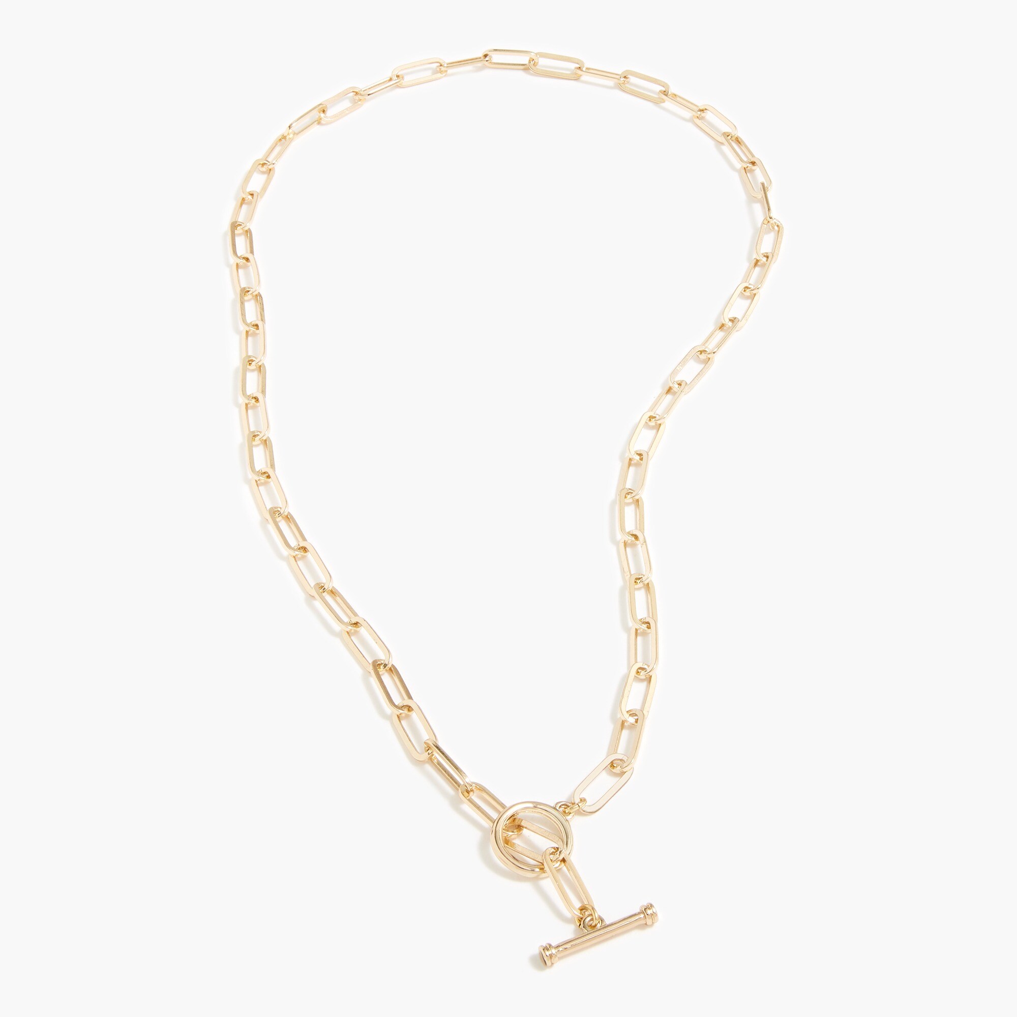 large-paper clip necklace with toggle closure for women