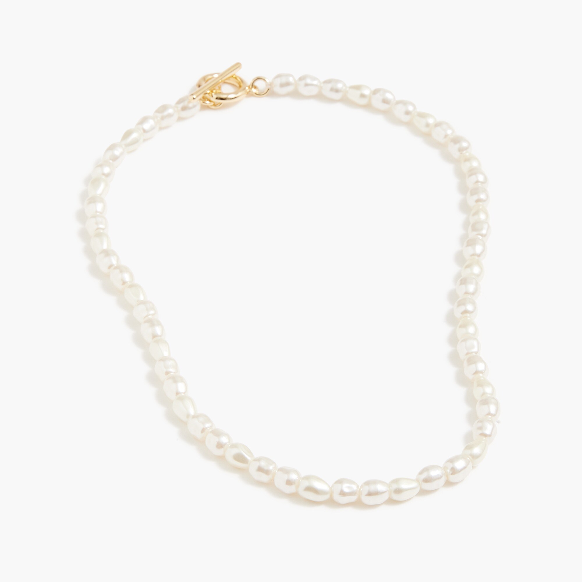 pearl necklace with toggle closure for women