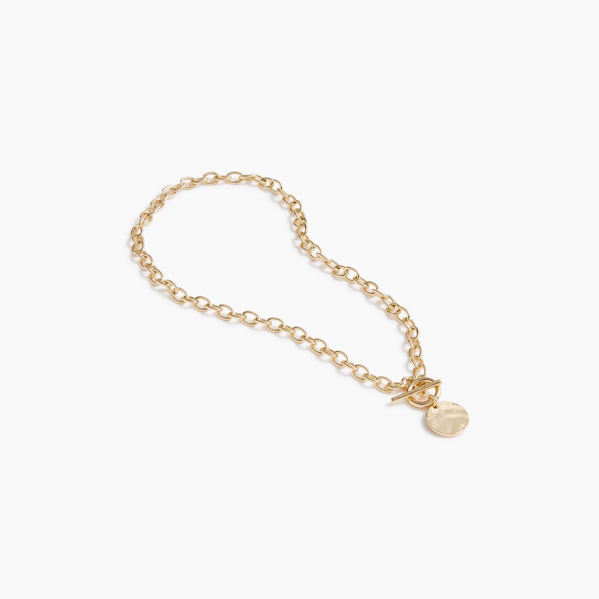 Gold coin pendant T-bar necklace