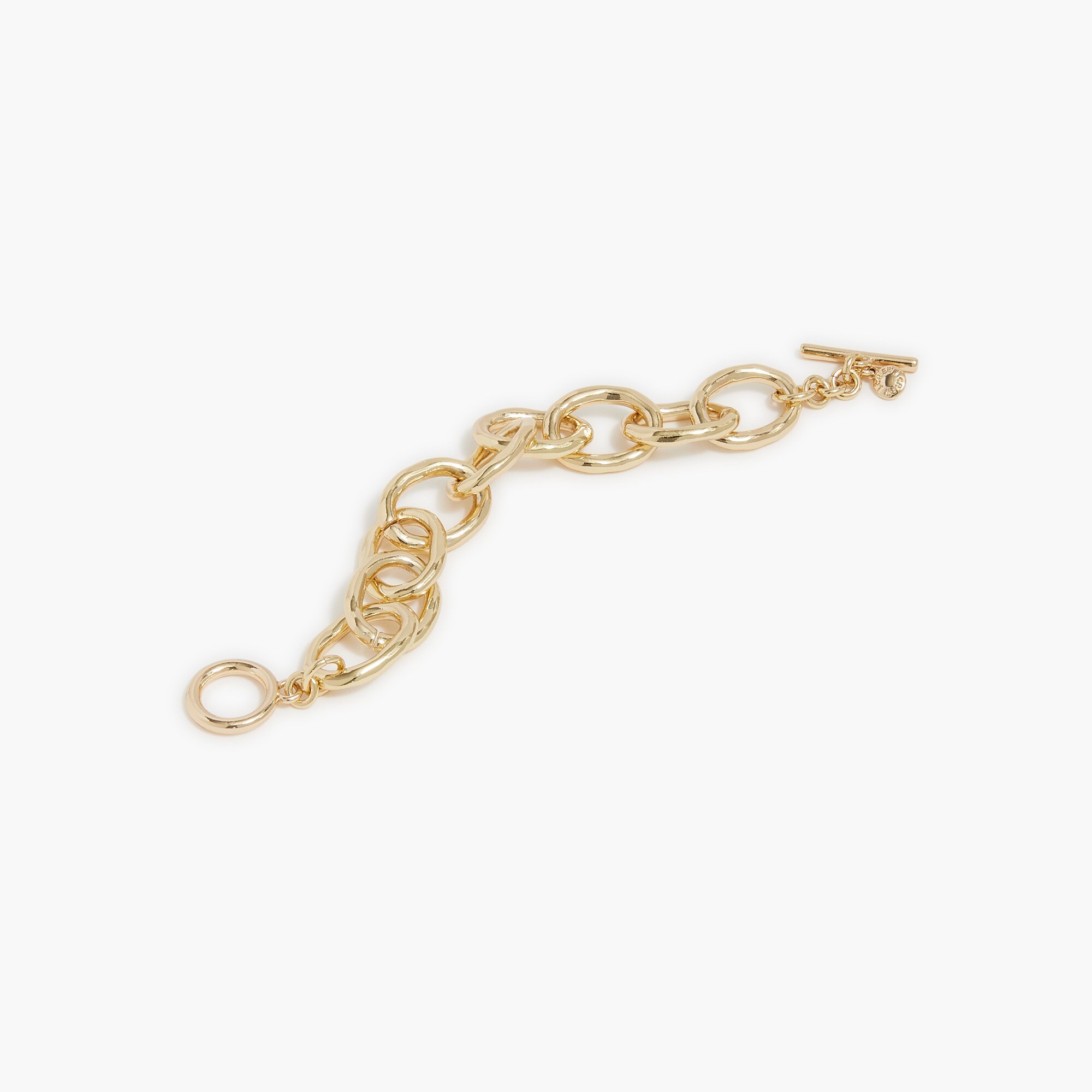 Gold link bracelet with toggle closure