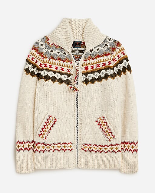  Chamula&trade; merino wool Fair Isle zip-up cardigan sweater