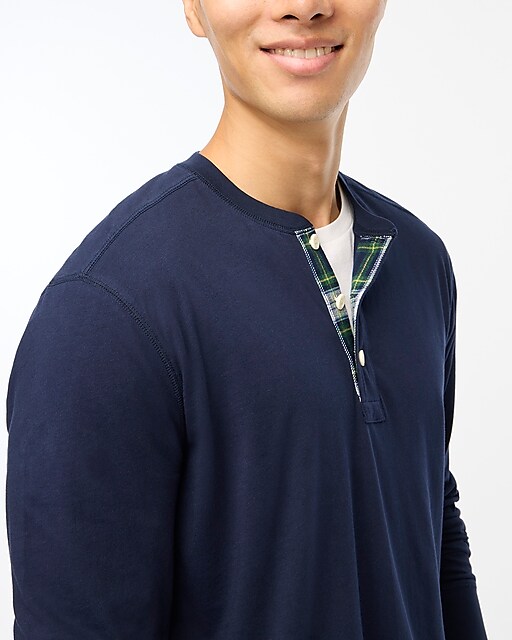 mens Jersey henley with plaid lining