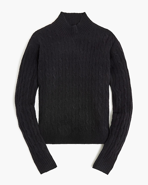  Cable-knit mockneck sweater in extra-soft yarn