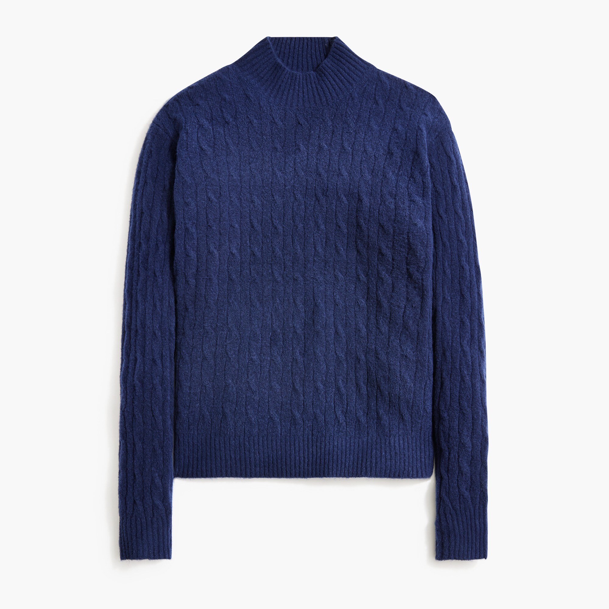 cable-knit mockneck sweater in extra-soft yarn for women