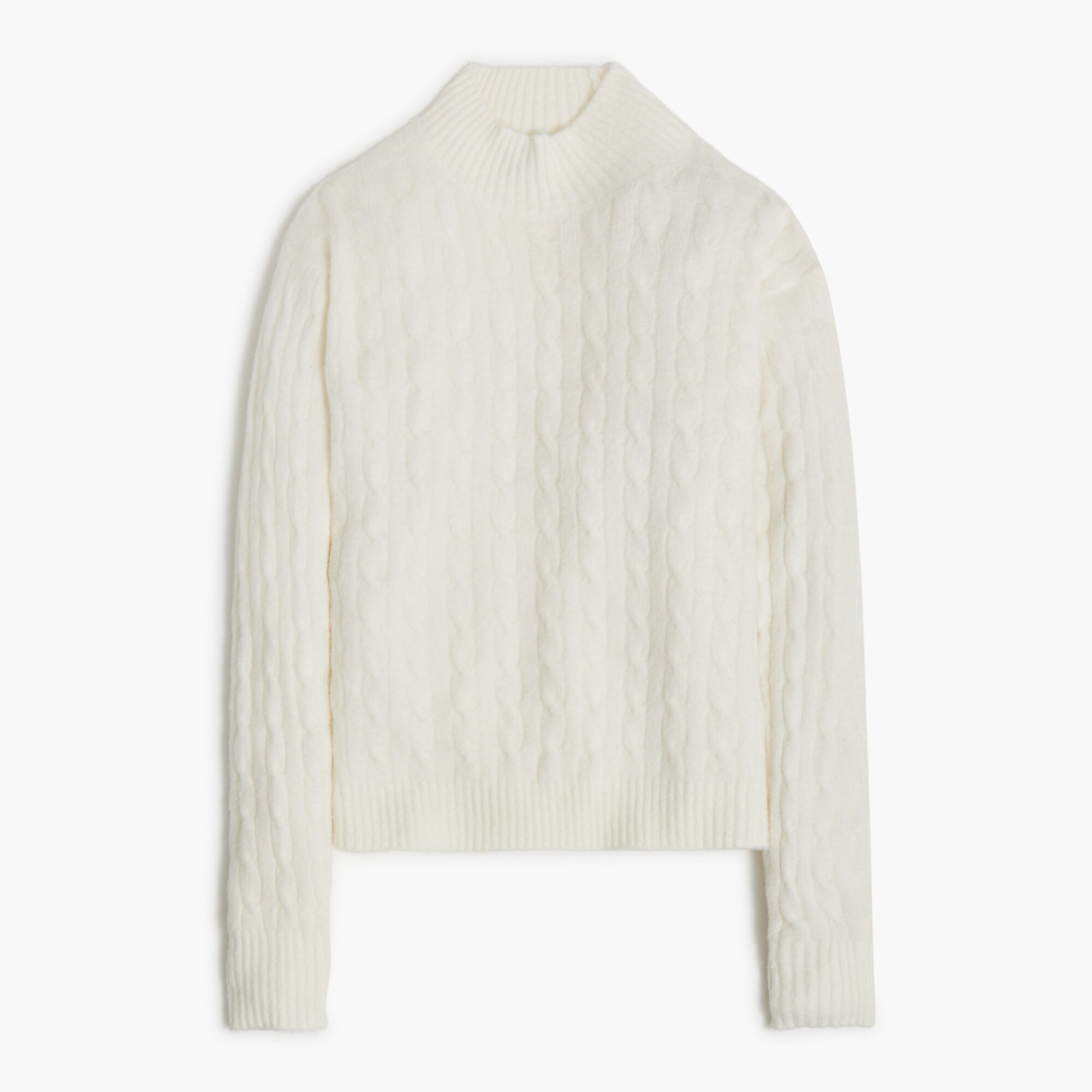 Moxidress Mockneck Solid Cable Knit Pullover Sweater