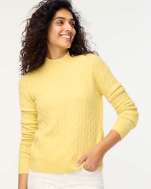 womens Cable-knit mockneck sweater in extra-soft yarn