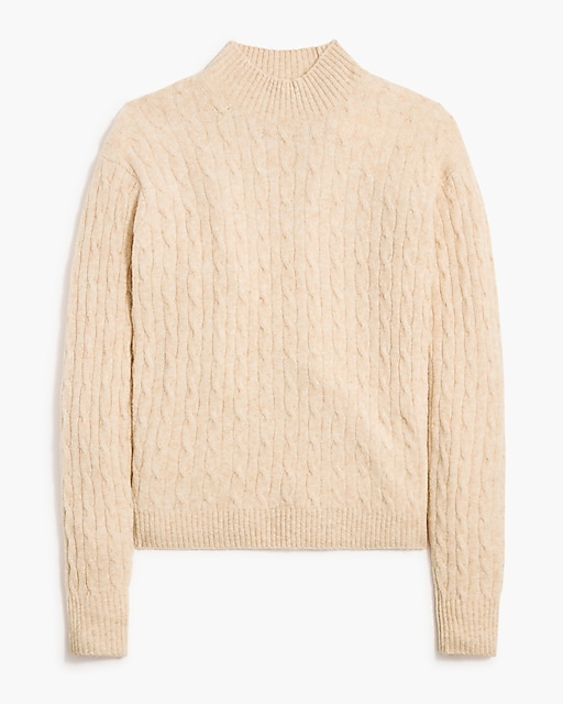  Cable-knit mockneck sweater in extra-soft yarn