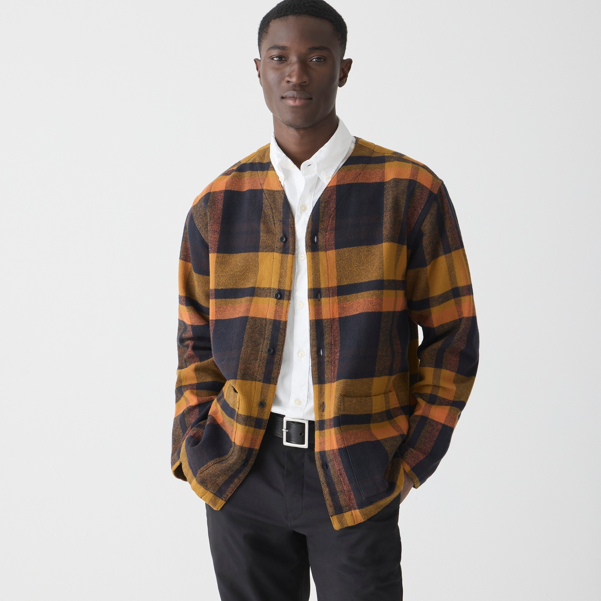 mens Norse Projects&trade; Erwin heavyweight cotton twill cardigan shirt