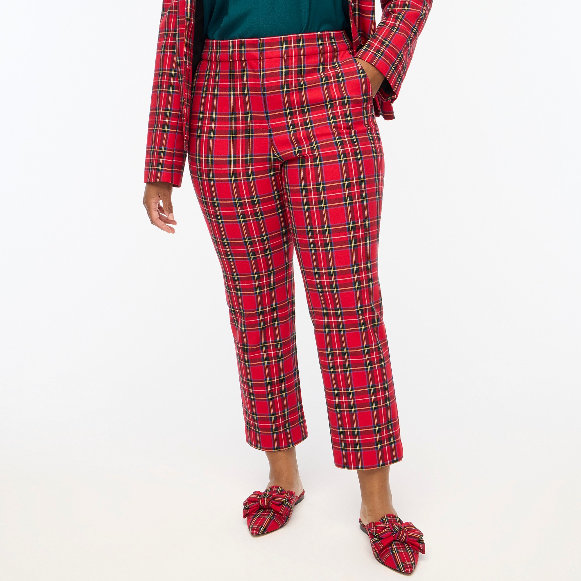 Tartan Cropped Straight Pant For Women | Factory
