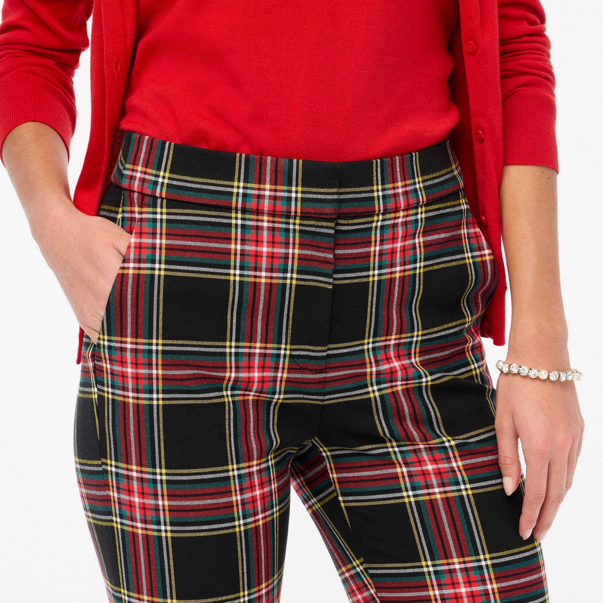 Tartan crop straight pant