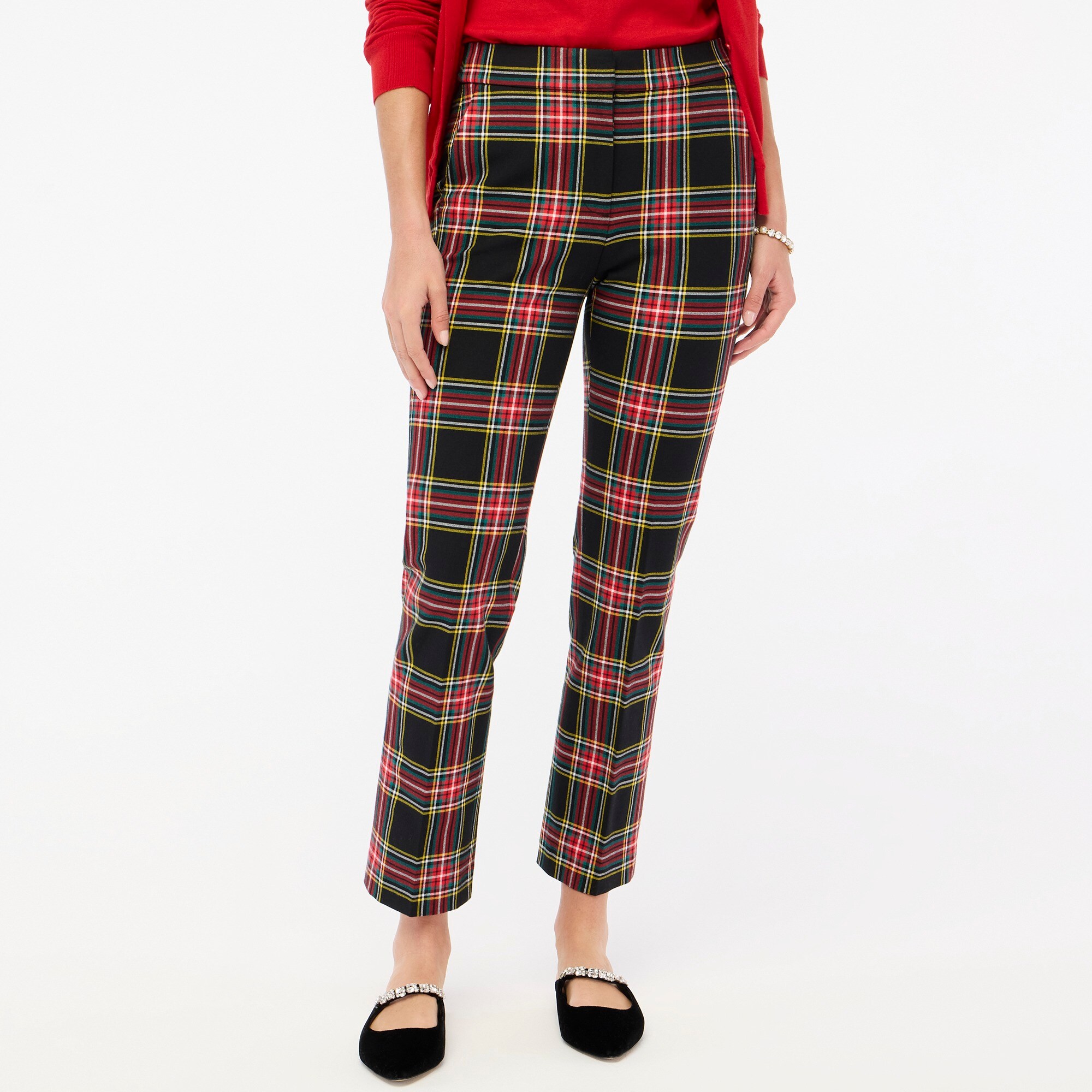 Tartan crop straight pant