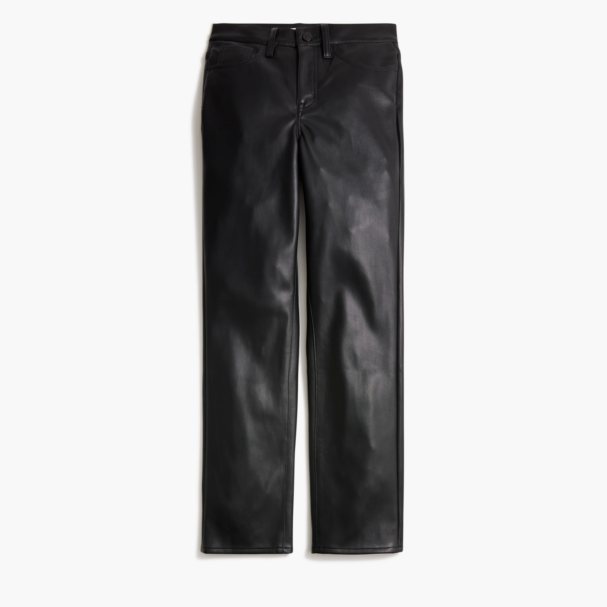 Full-length straight-leg pant in faux leather