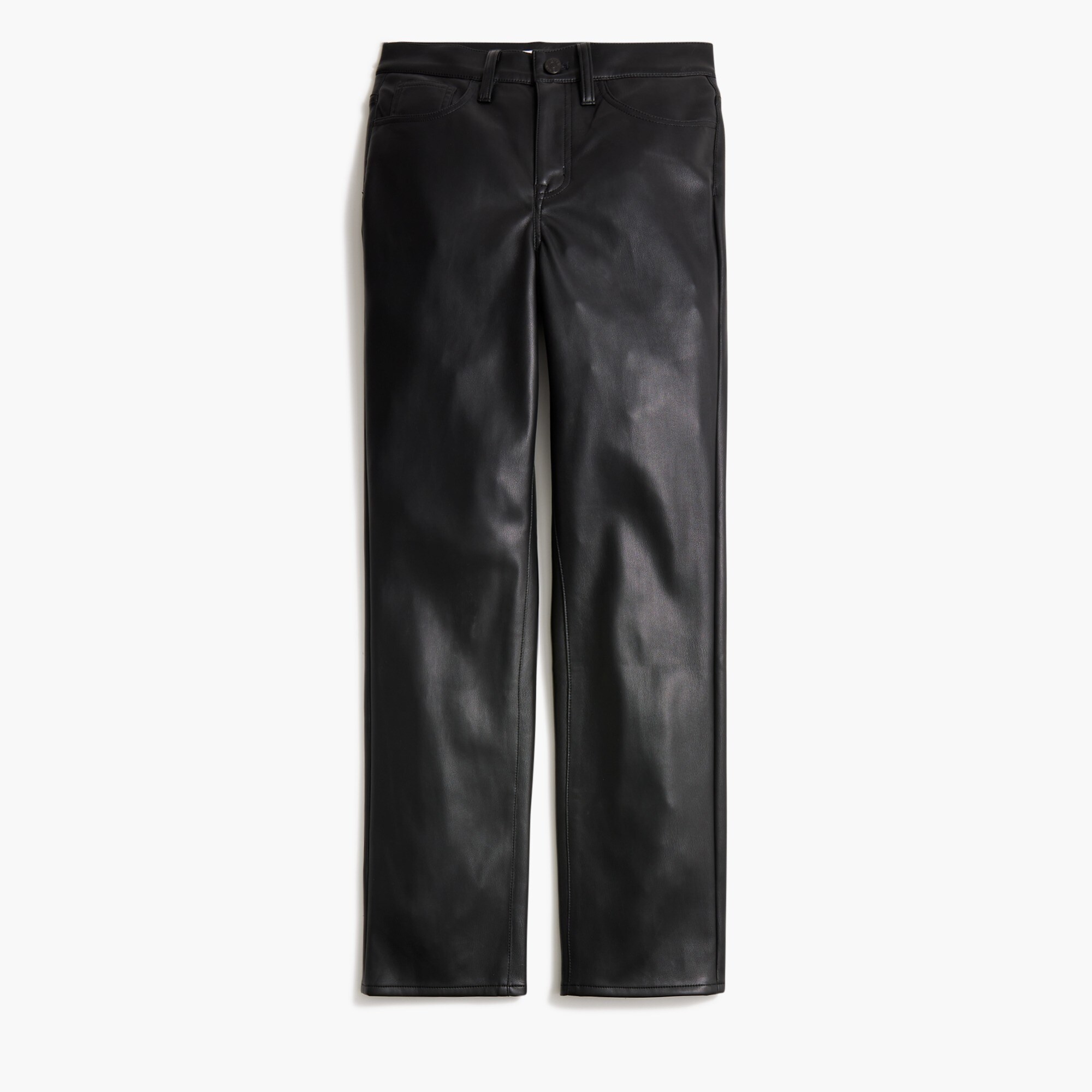 Full-length straight-leg pant in faux leather
