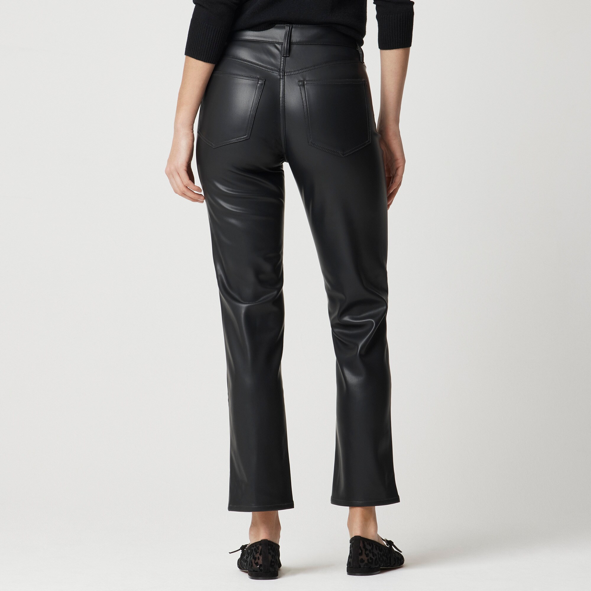 Full-length straight-leg pant in faux leather
