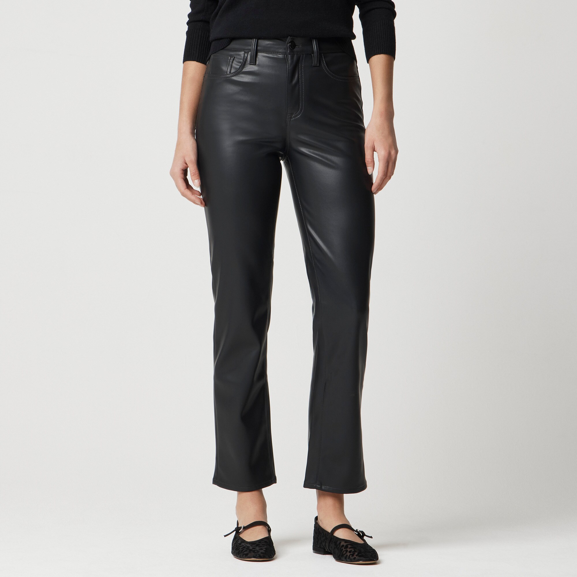 Full-length straight-leg pant in faux leather