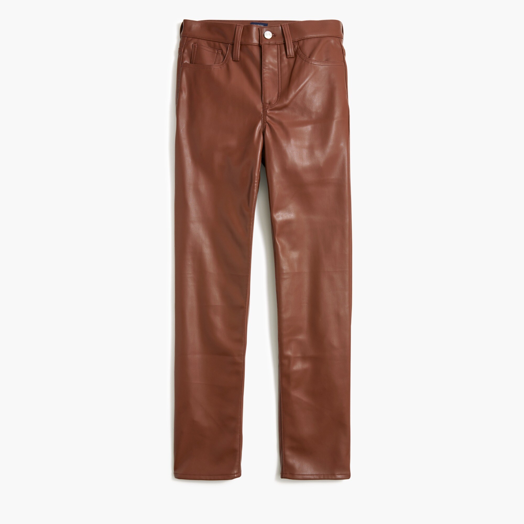 Full-length straight-leg pant in faux leather