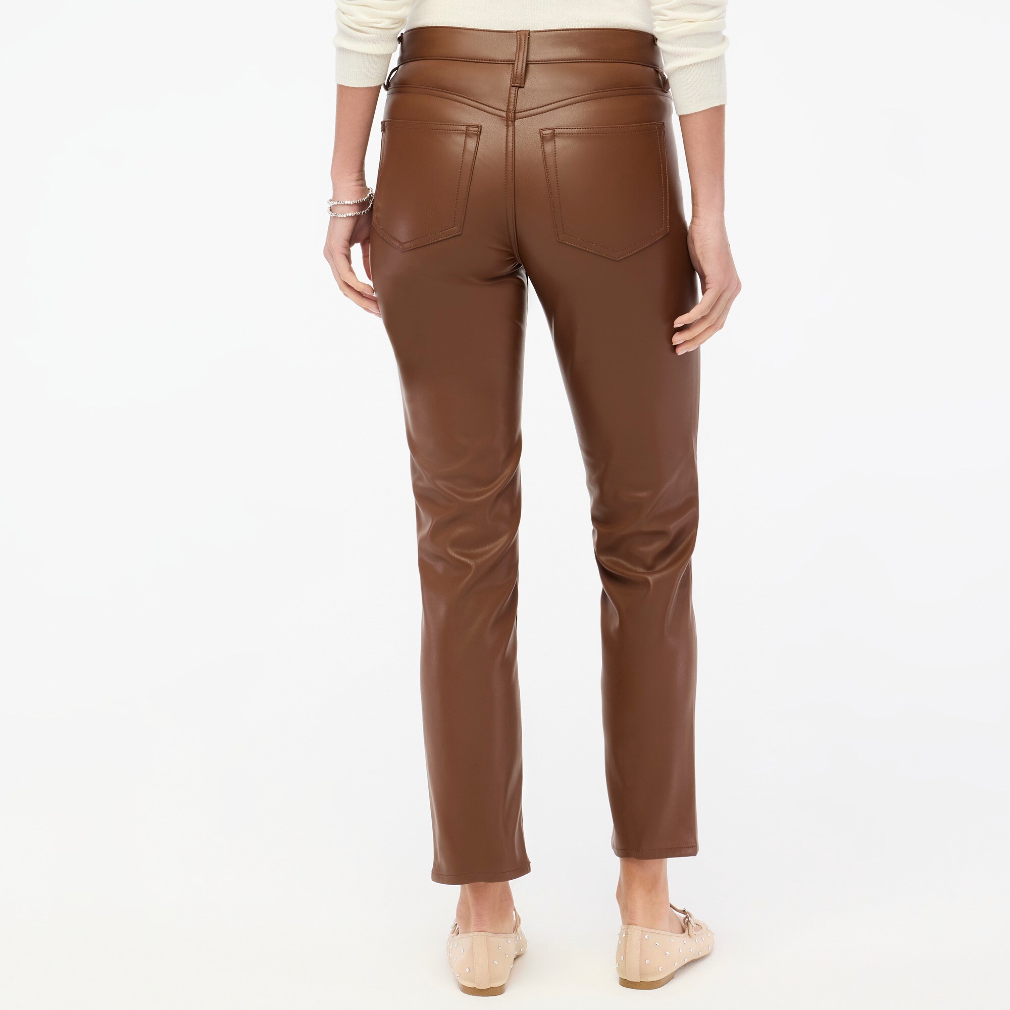 Full-length straight-leg pant in faux leather