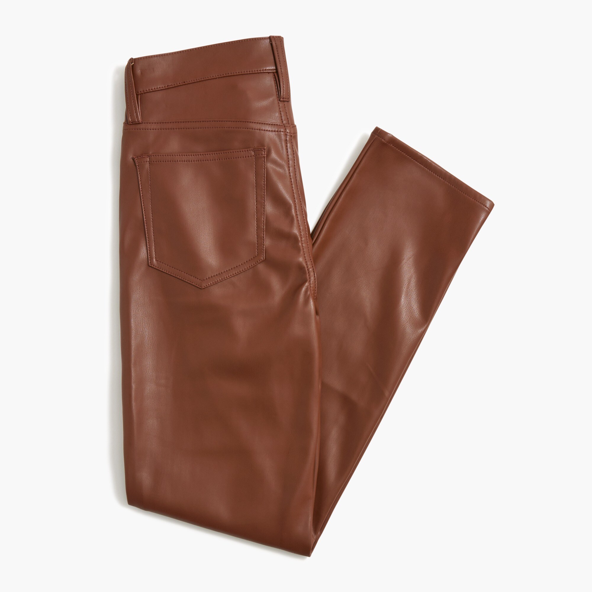 Full-length straight-leg pant in faux leather