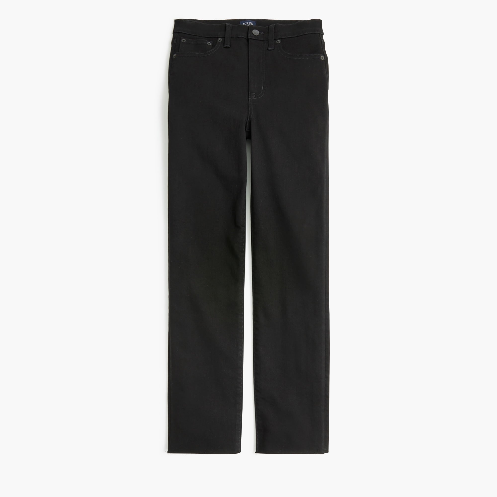 Black stovepipe straight jean in signature stretch+