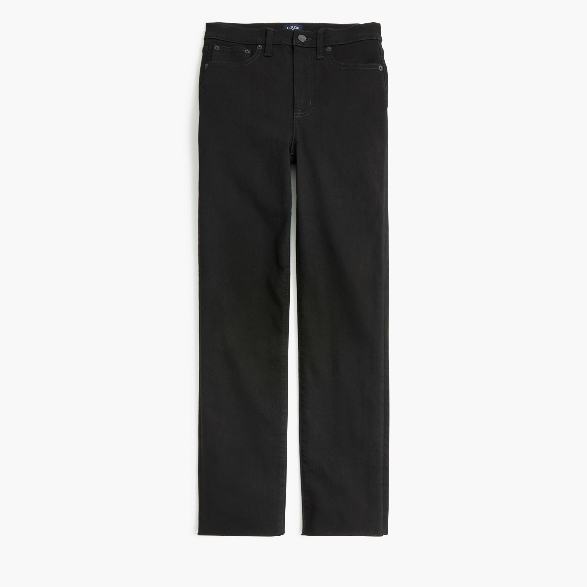 Black stovepipe straight jean in signature stretch+