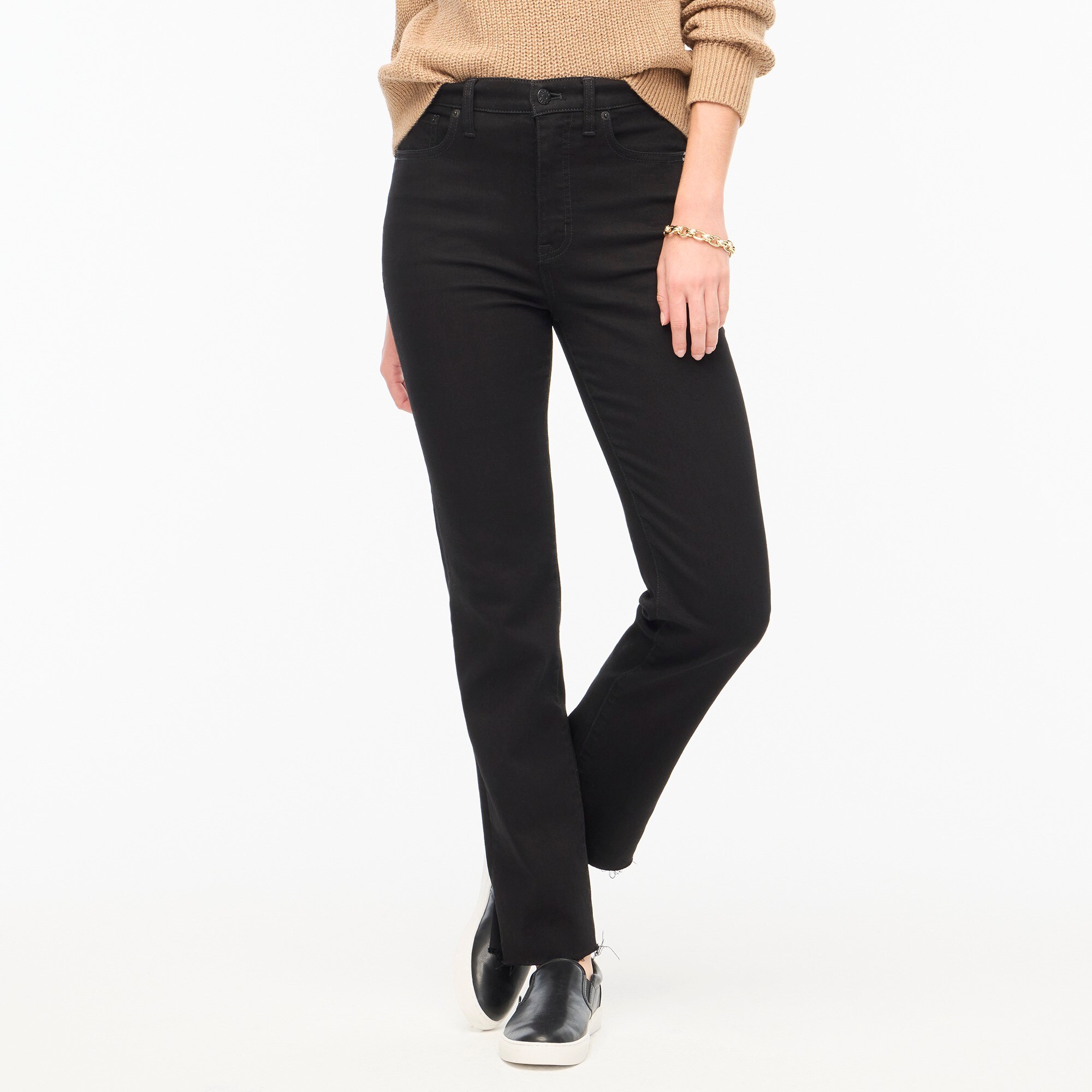 factory: black stovepipe straight jean in signature stretch+ for women