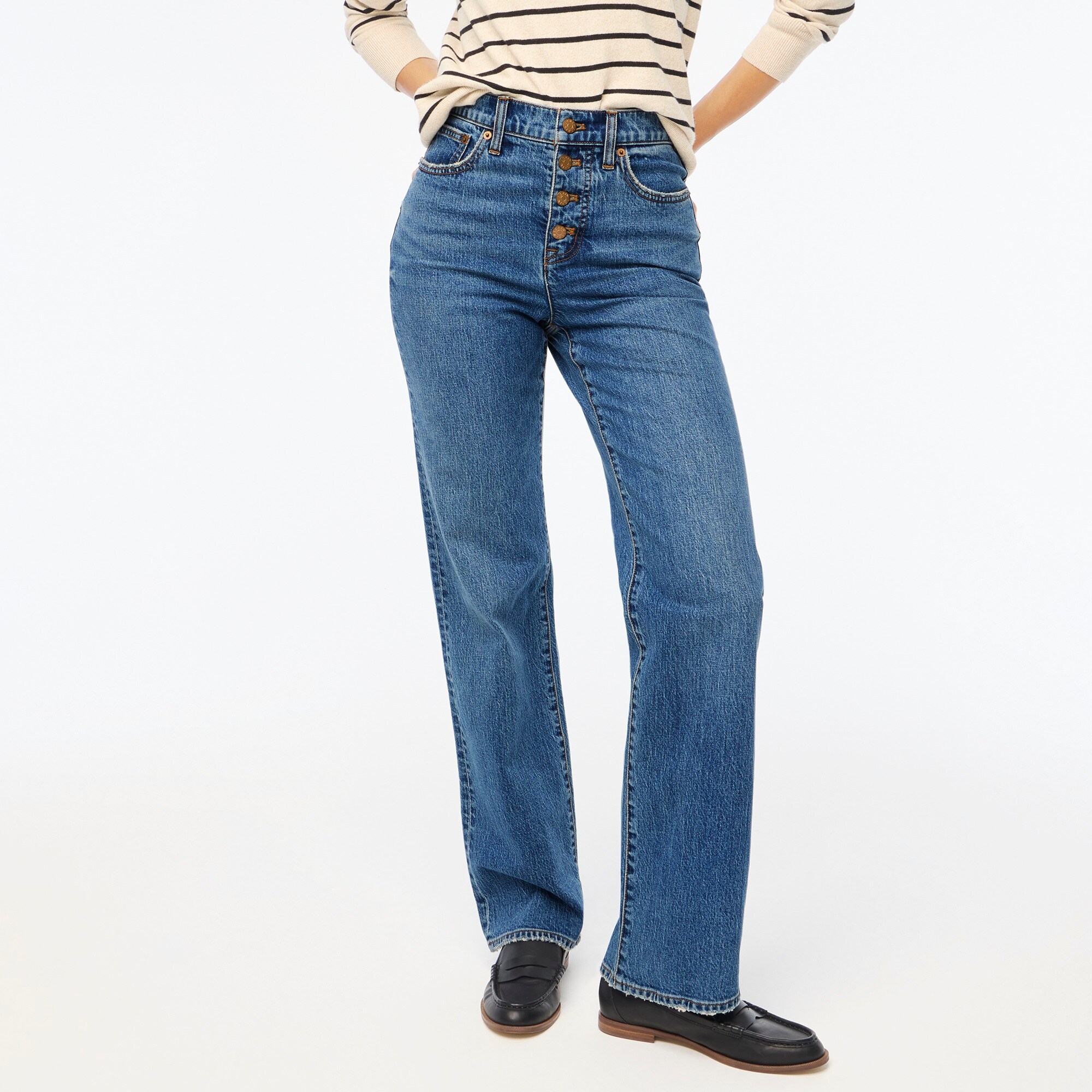 womens Petite wide-leg full-length jean in all-day stretch