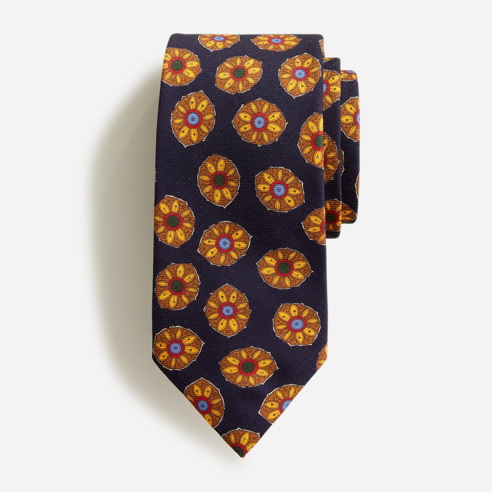  Wool challis tie in sunflower print