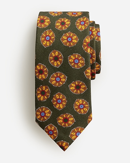 mens Wool challis tie in sunflower print