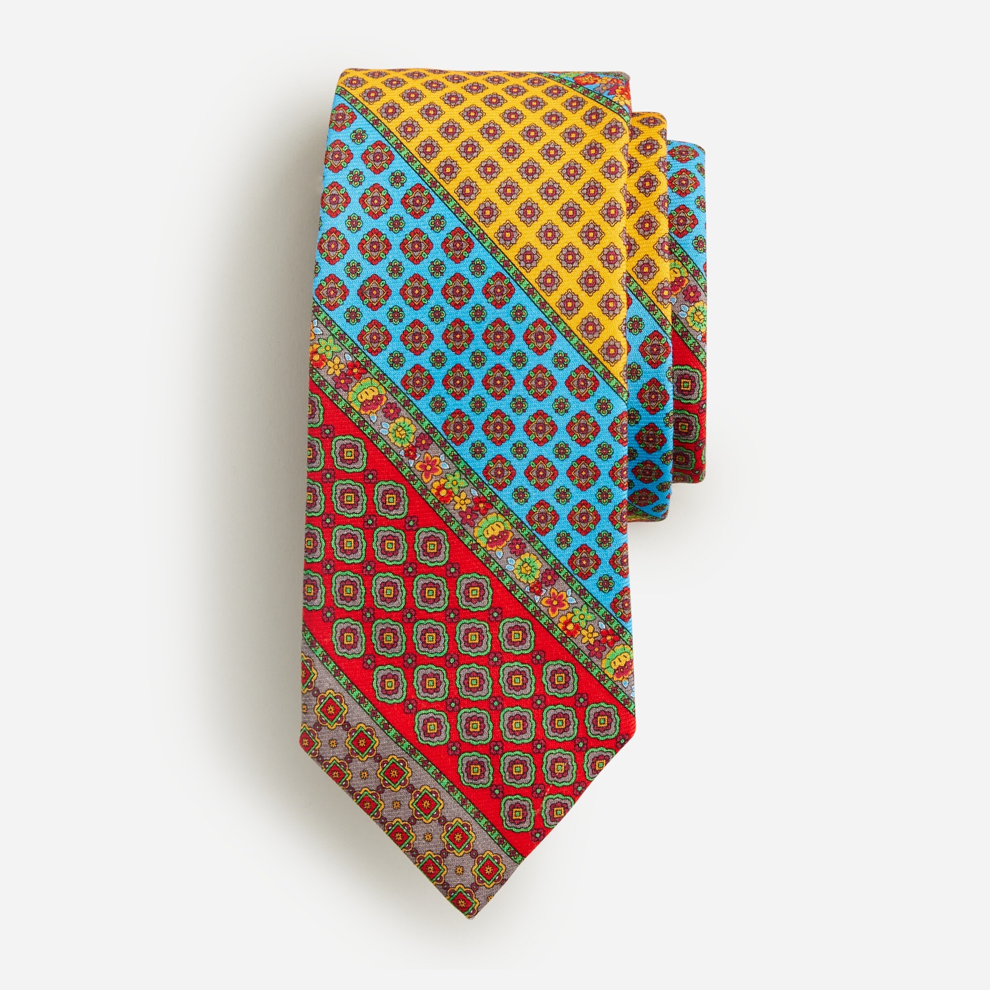 Wool challis block tie