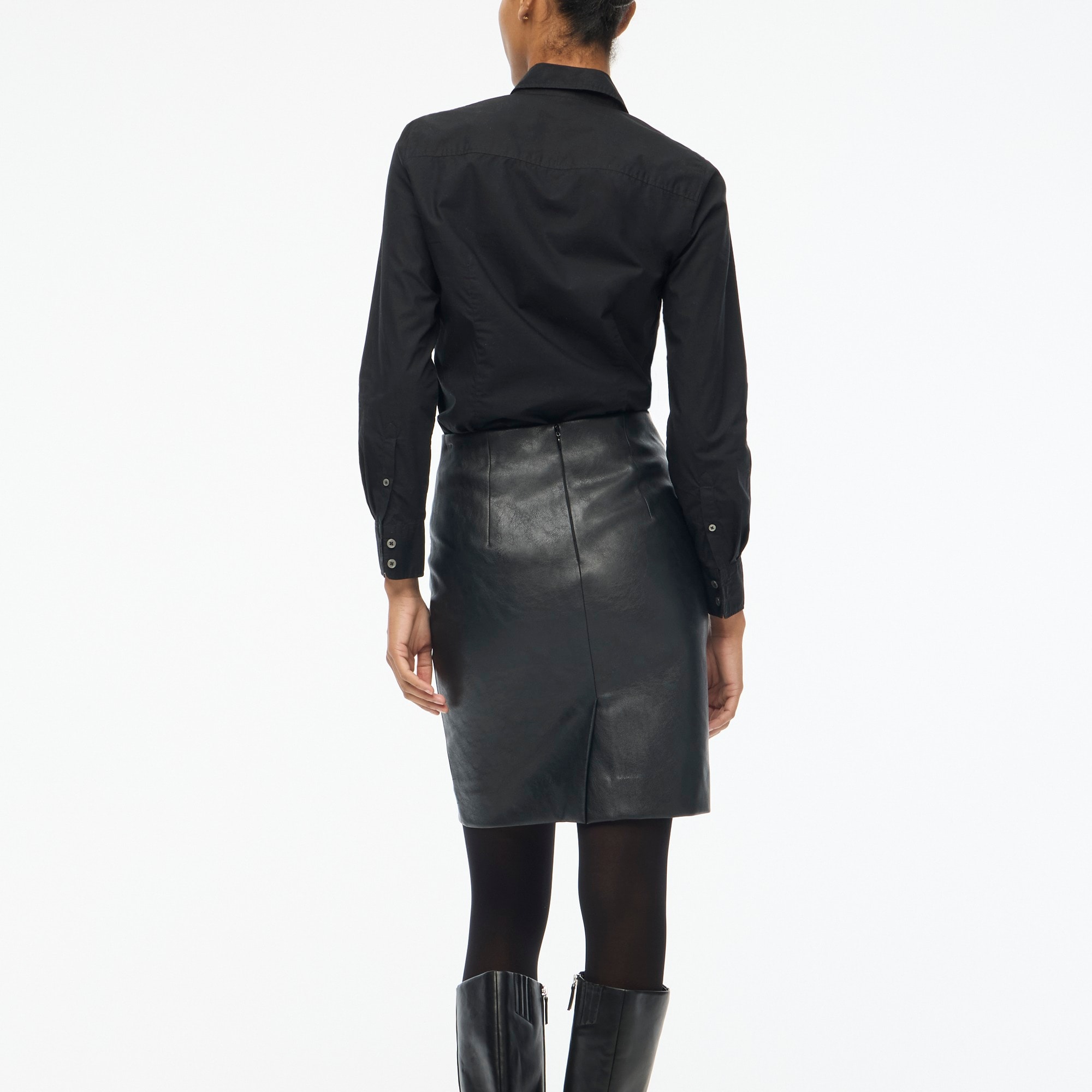 Faux-leather pencil skirt
