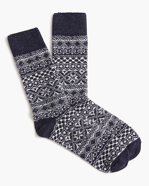 mens Fair Isle wool-blend socks