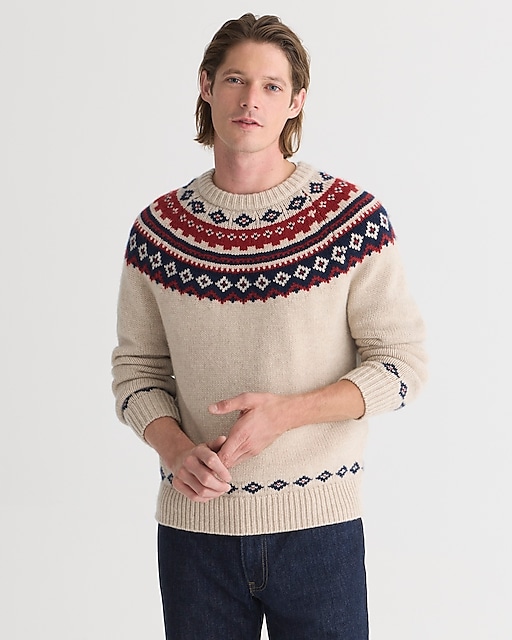 mens Cashmere sweater with Fair Isle yoke