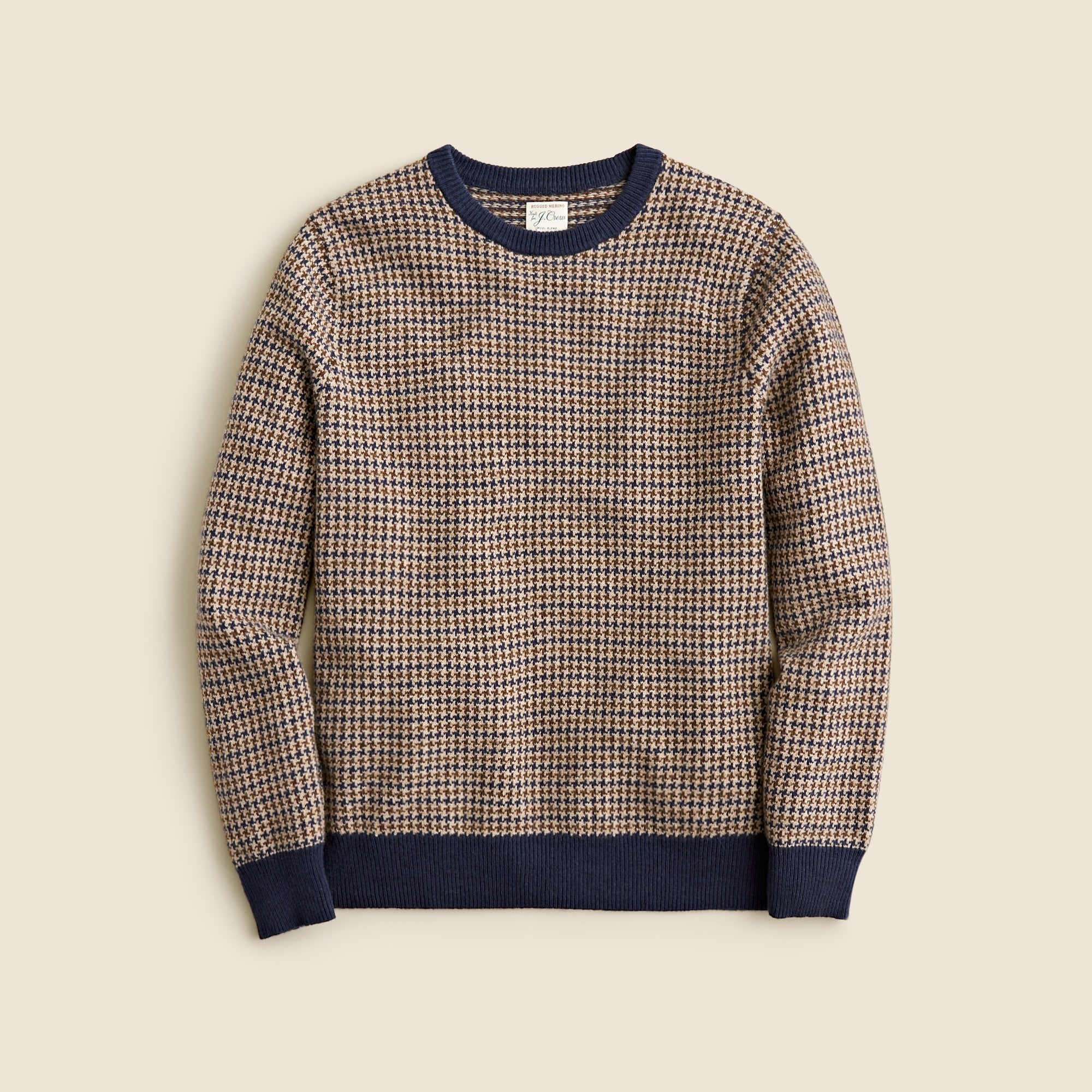 Merino wool-blend sweater in houndstooth jacquard