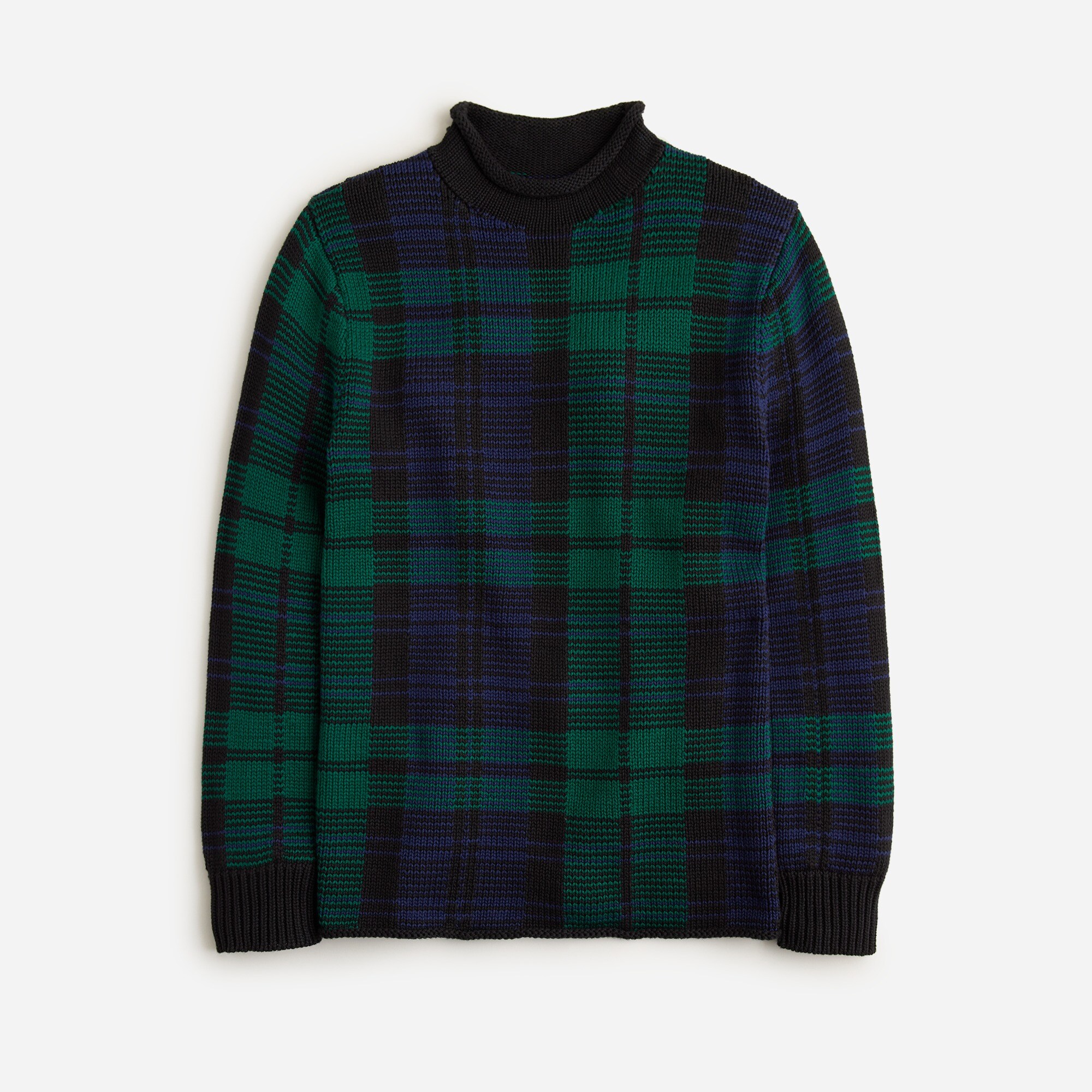  1988 handknit heritage cotton Rollneck&trade; sweater in Black Watch