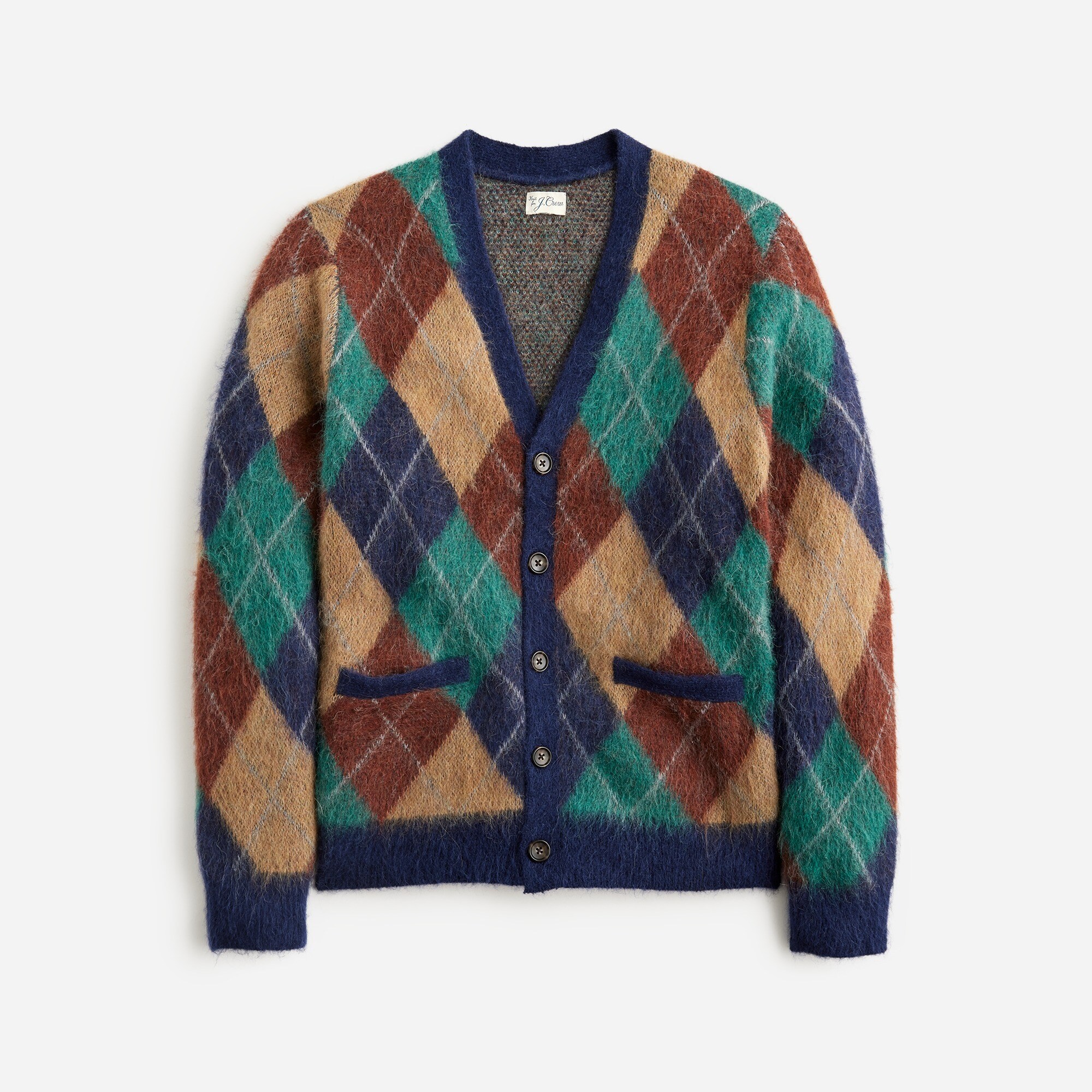 J.Crew: Alpaca-blend Argyle Cardigan Sweater For Men