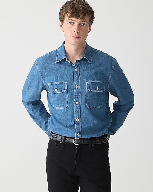 mens Chesapeake midweight denim workshirt with embroidery