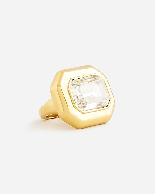 womens Rectangle faceted-crystal ring