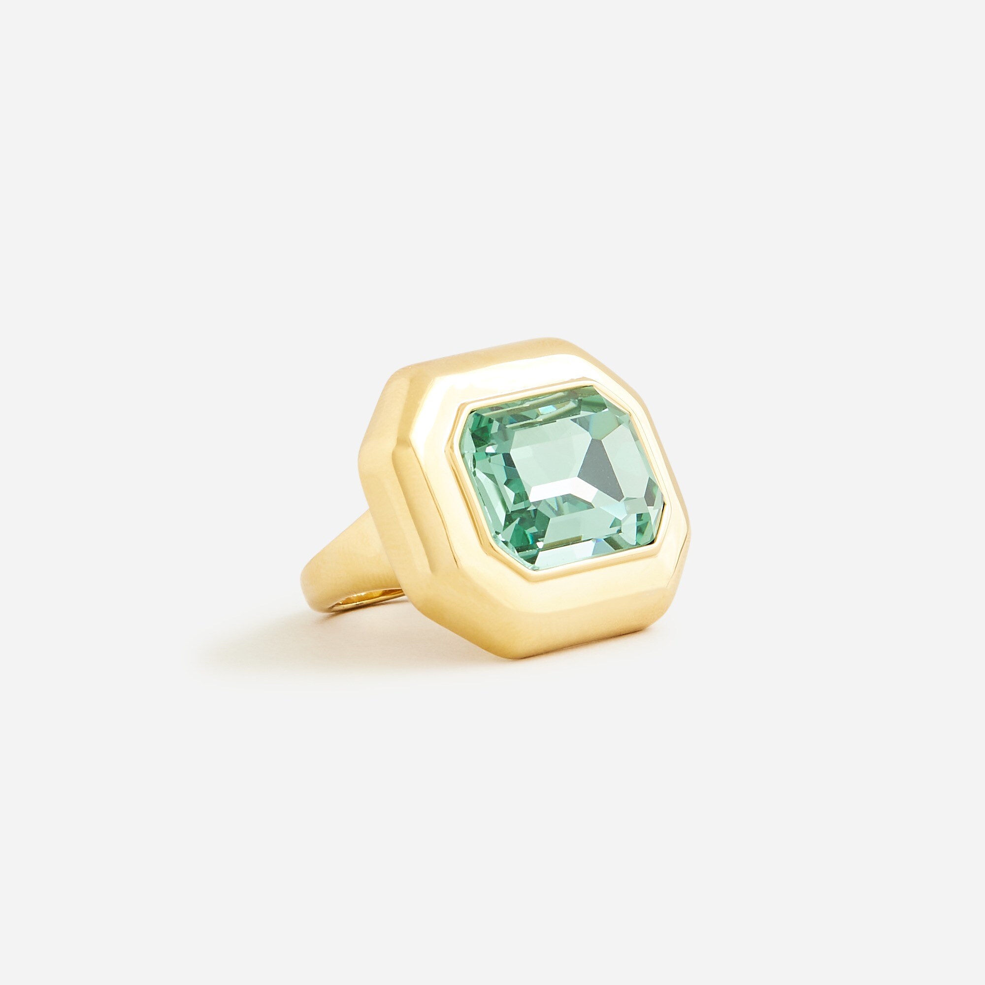 Rectangle faceted-crystal ring