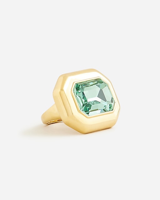  Rectangle faceted-crystal ring