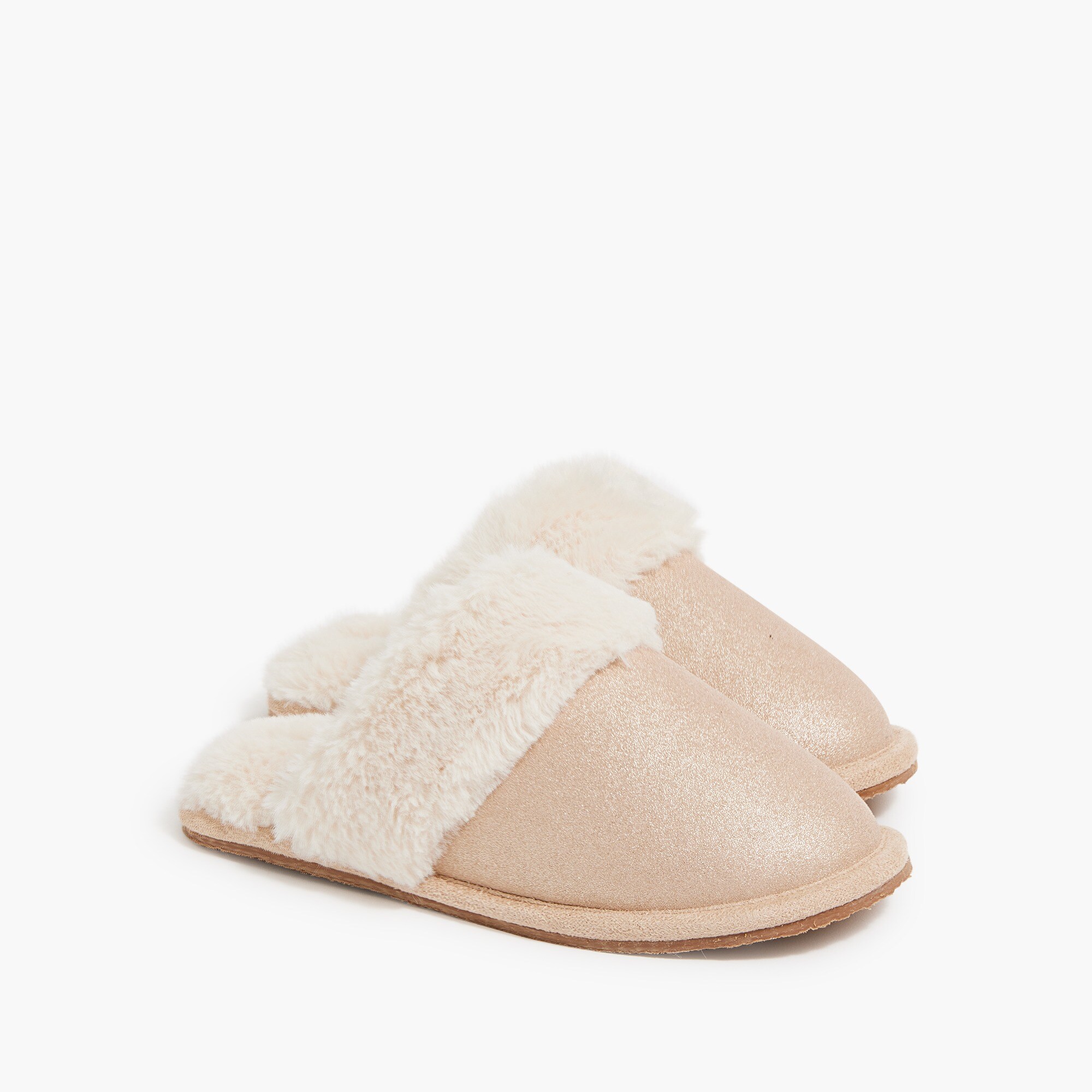 Girls' faux fur-lined slippers